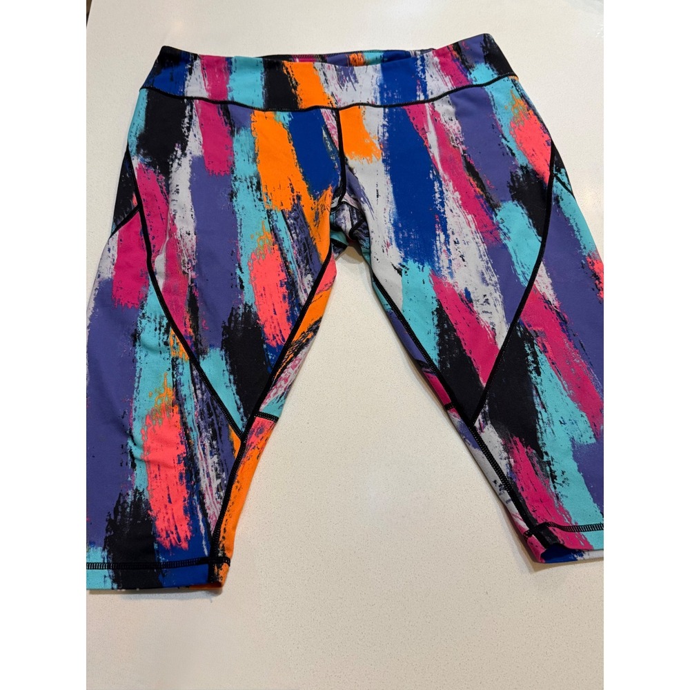 Zella Women's XL Athletic Workout Capris Abstract Brushstroke Print Colorful